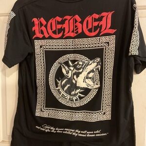 Rebel Punk Rock Gothic T-Shirt Hip Hop Vintage Doberman Dog Print XL/ 48 X28